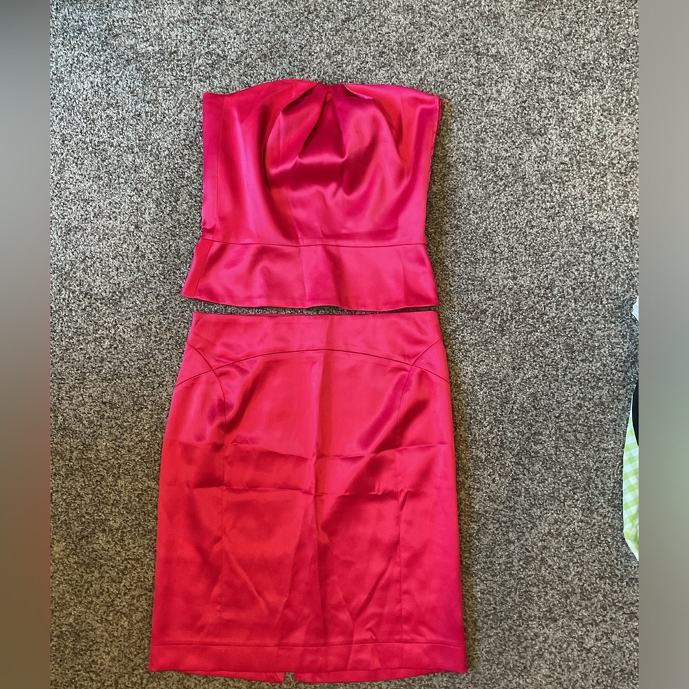 Fuchsia Strapless Coctktail 2 Piece Set
